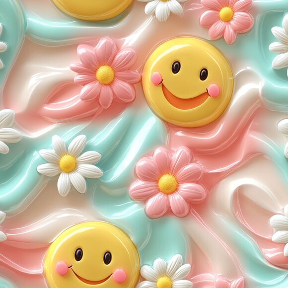 3D Retro Tumbler, Groovy Tumbler, Smiley Face Skinny Tumbler, Old School Mug - Picture 2 of 7